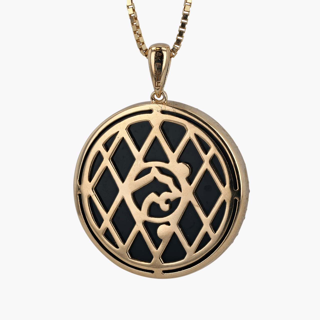 Gold, Diamond, and Onyx Pendant Necklace