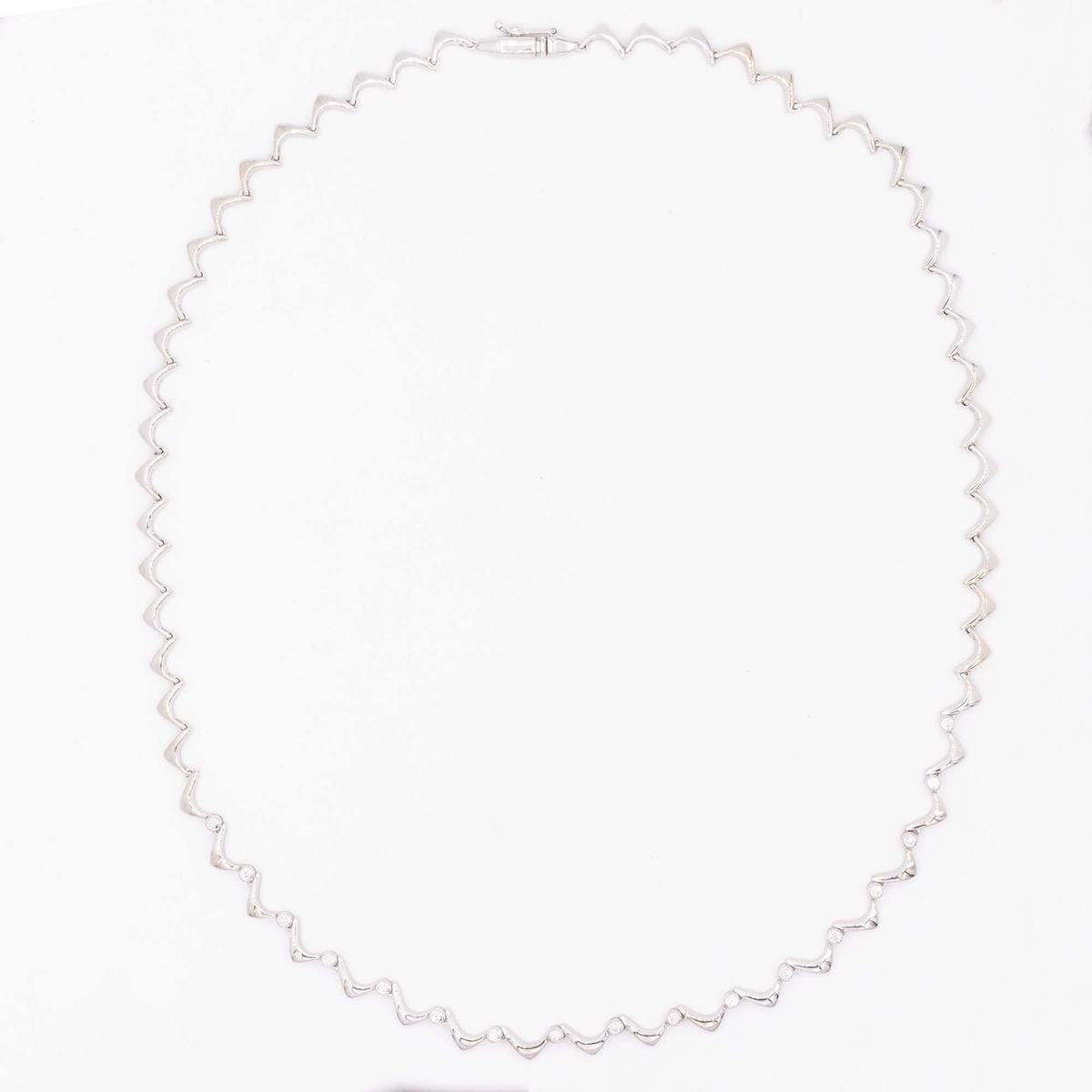 18KT Gold Diamond Zig Zag Necklace