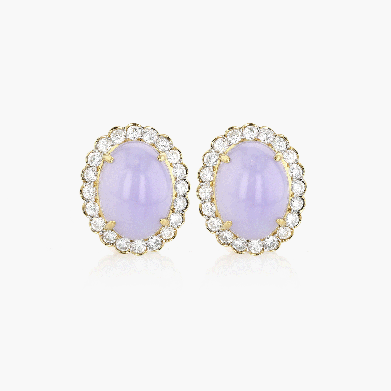 Gold, Diamond, and Lavender Jade Earrings