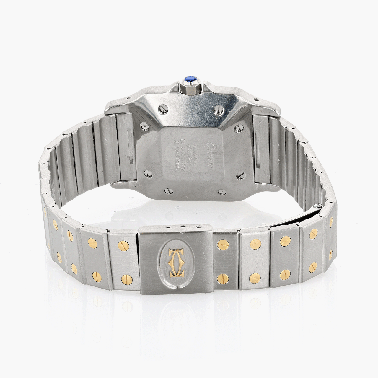 Gold and Steel Cartier Santos Carrée Automatic Wristwatch