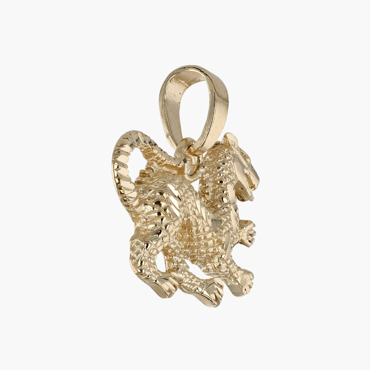 Gold Diamong-Cut Dragon Pendant Charm