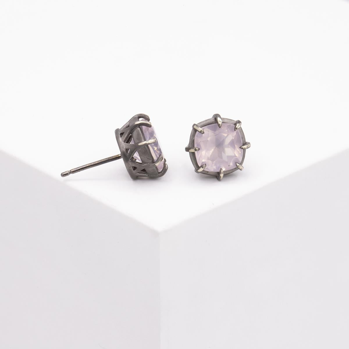 Gemma Collection 14KT Gold Rose Quartz Pushback Stud Earrings