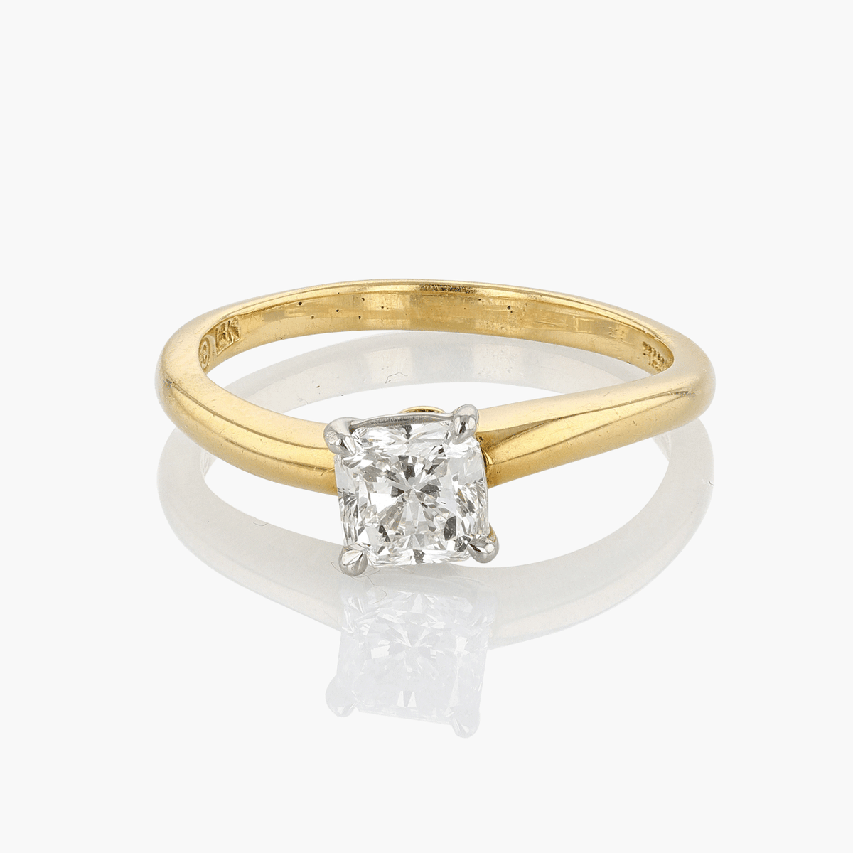 Vintage Platinum & 18Kt Radiant Cut Diamond Ring