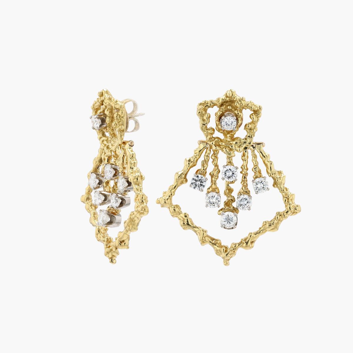 Barbara Anton Vintage 18KT Gold Diamond Earrings