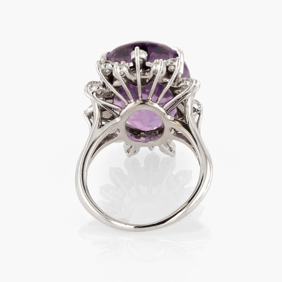 White Gold, Amethyst, and Diamond Ring