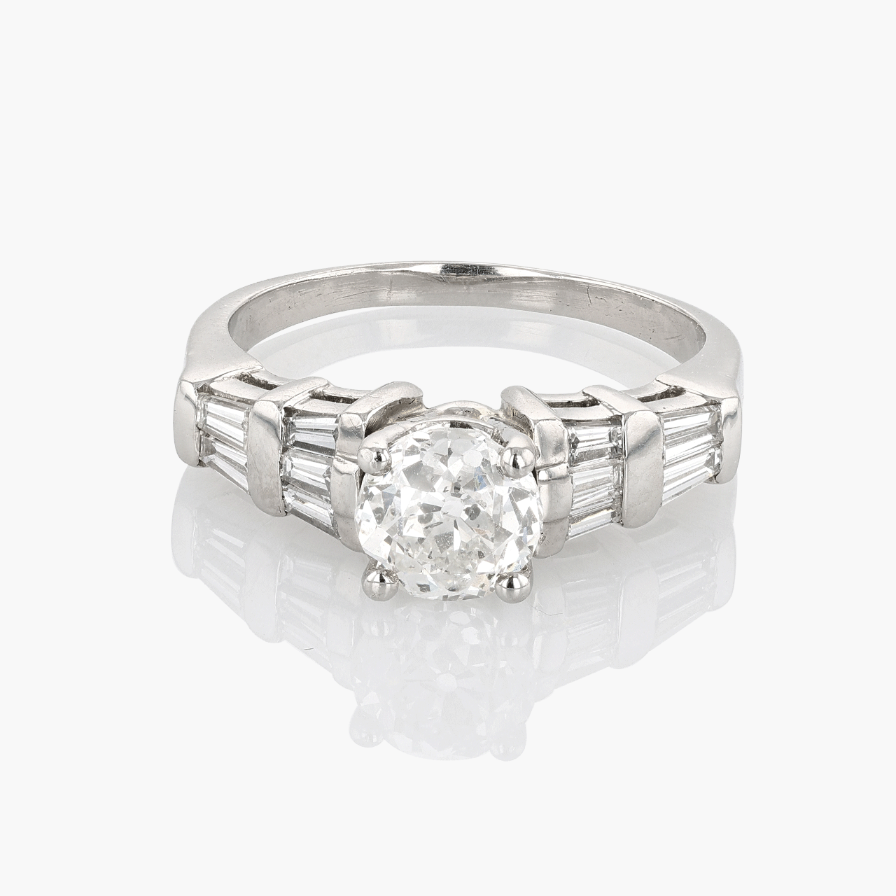 Vintage Platinum Old Mine Cut Ring