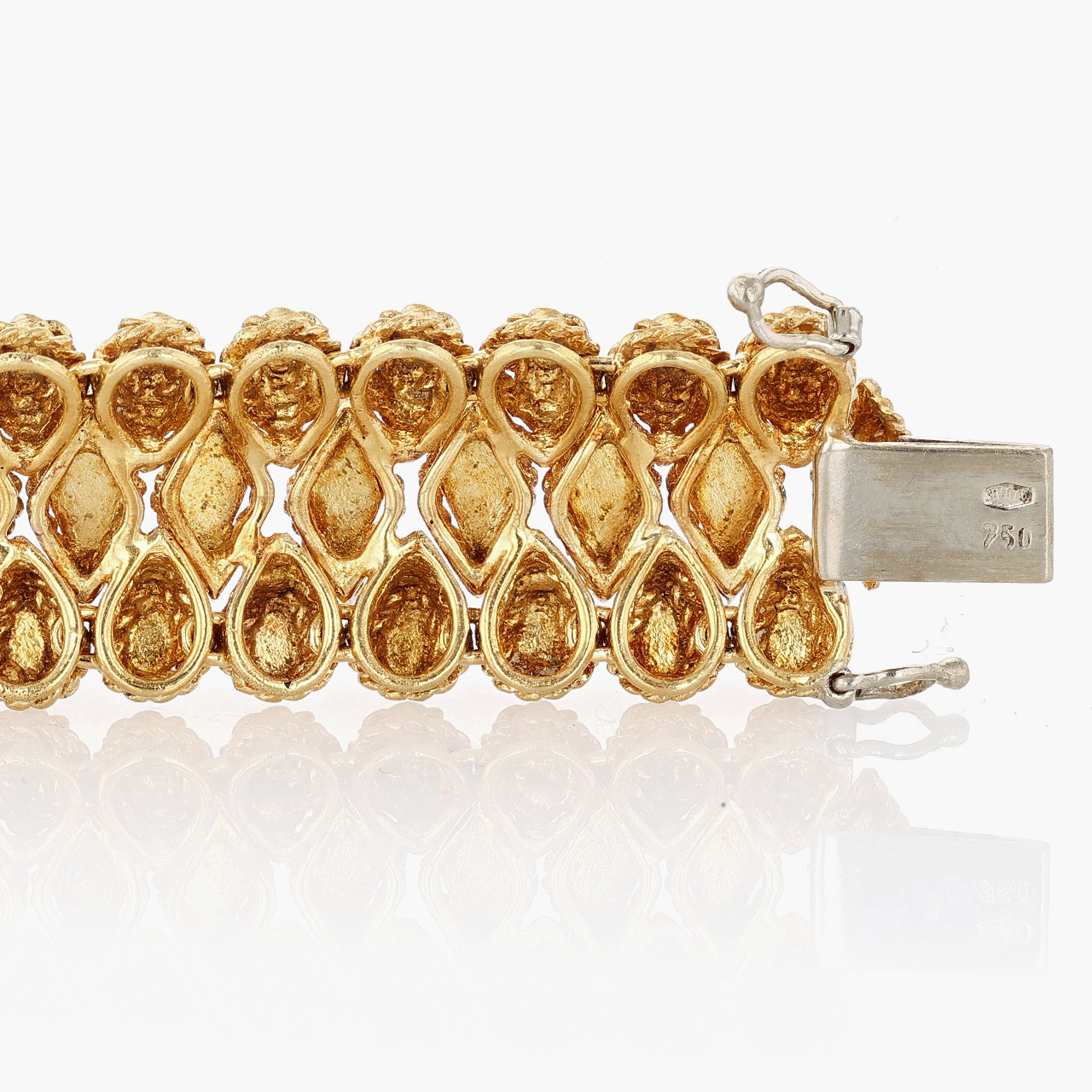 18k Gold Three Row Ename Bracelet Circa 1960's
