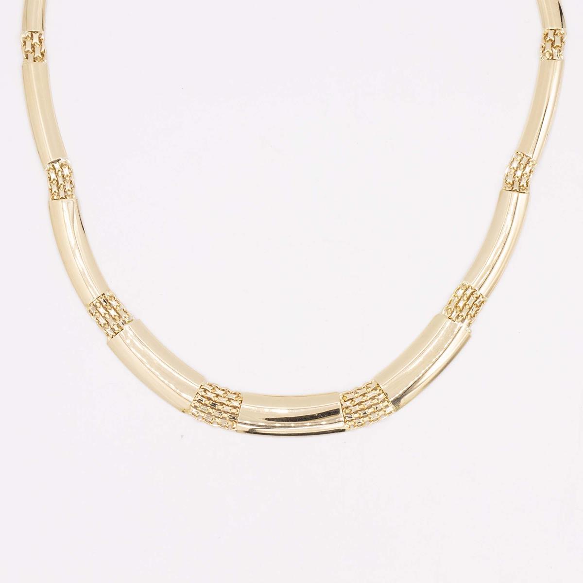 18KT Gold Graduated Bar and Link Necklace