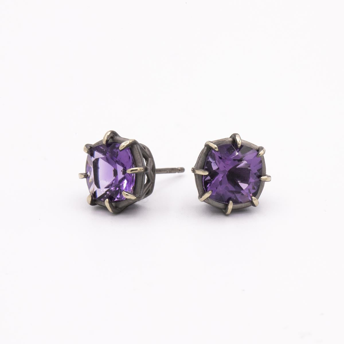 Gemma Collection 14KT Gold Amethyst Pushback Stud Earrings