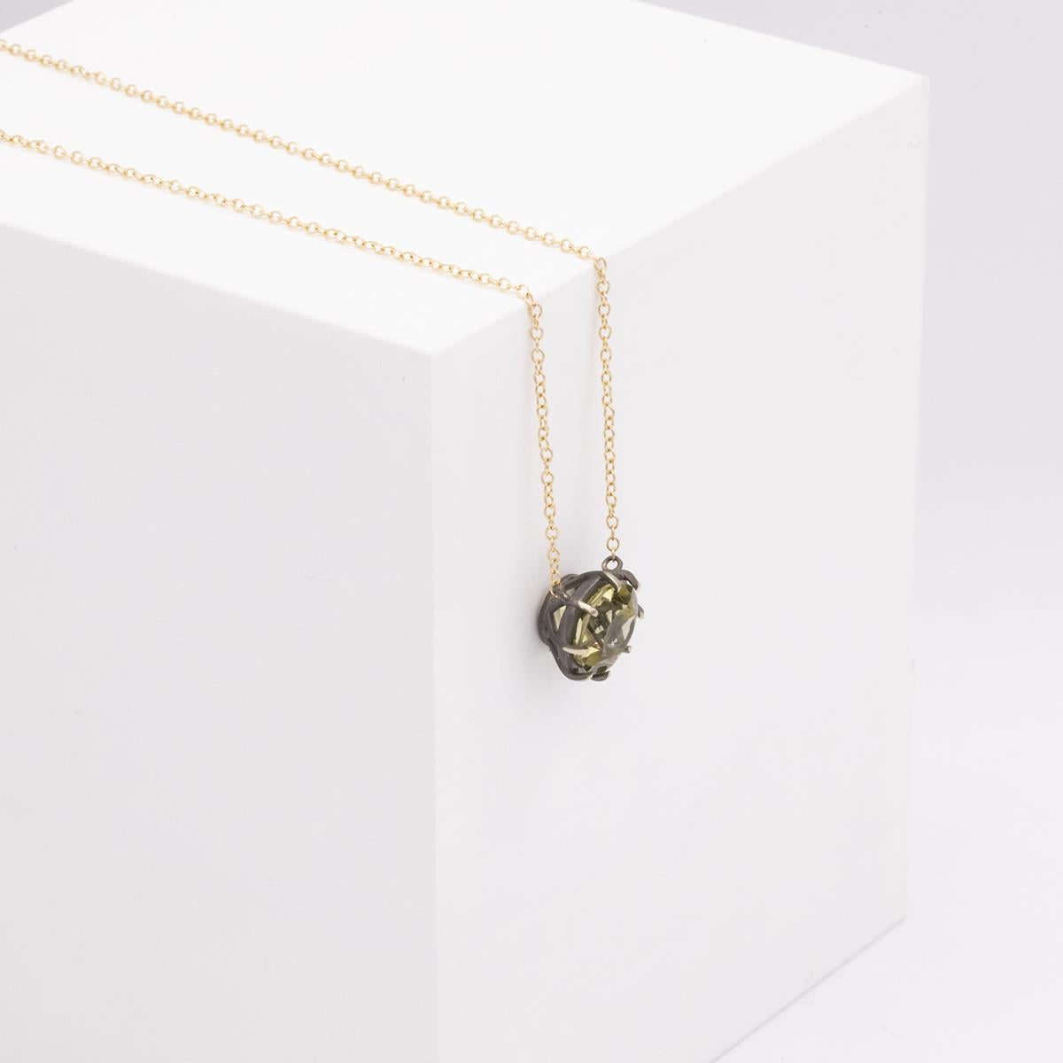 Gemma Collection 14KT Gold Lemon Quartz Pendant Necklace