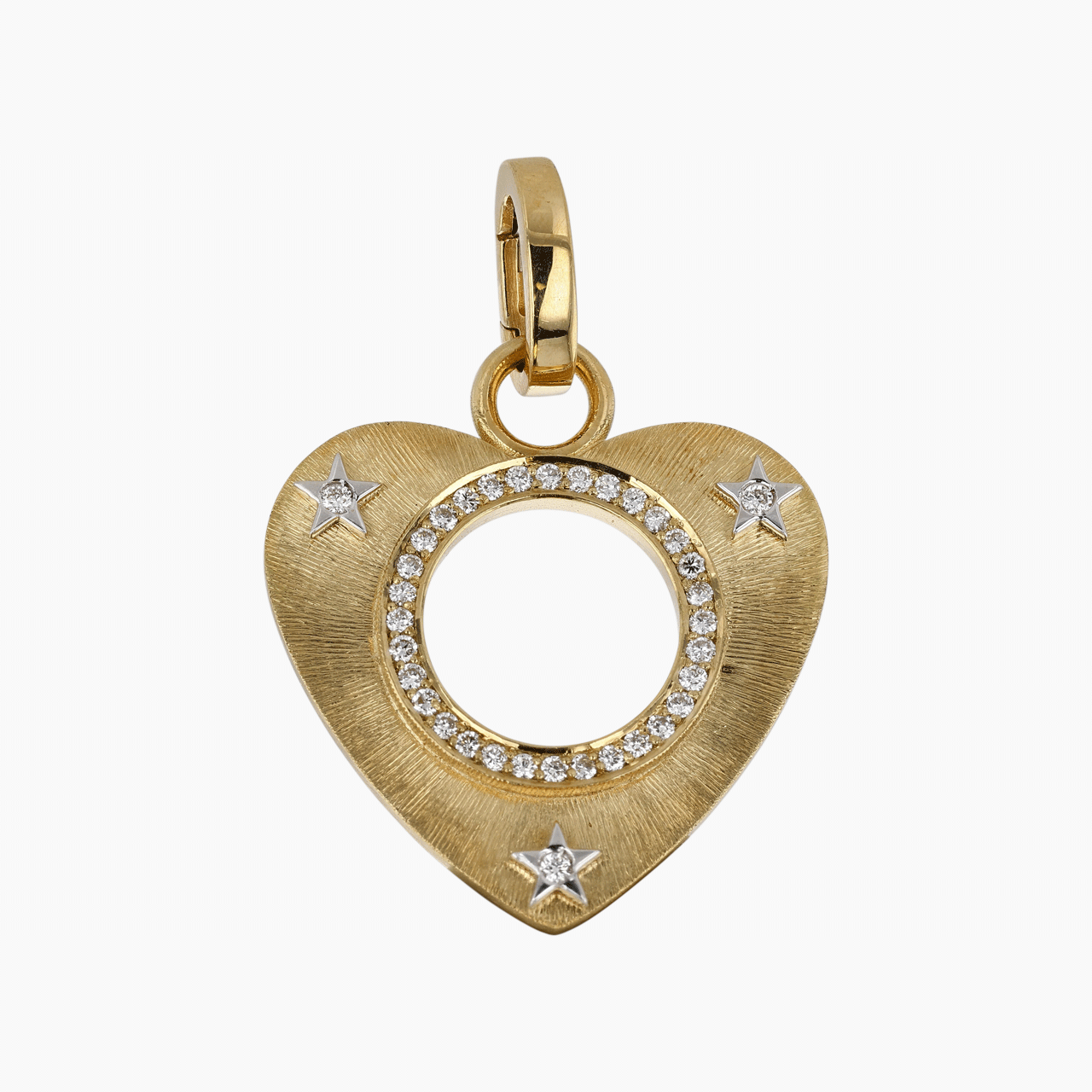 Gold, White Gold, and Diamond Heart Charm