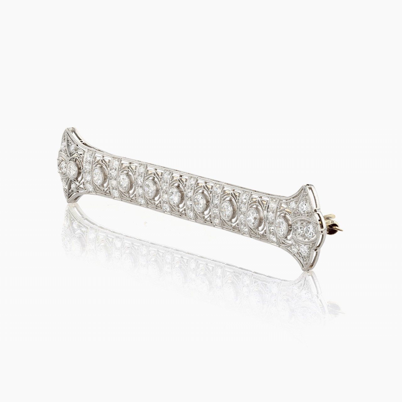 Antique Platinum, Gold, and Old Cut Diamond Bar Pin