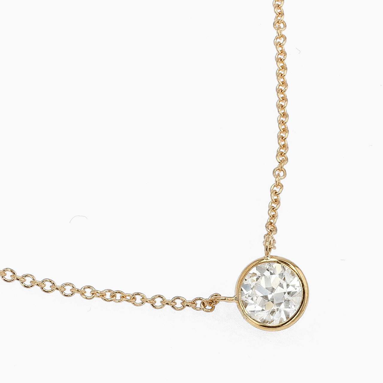 Gold and Diamond Bezel Pendant Necklace