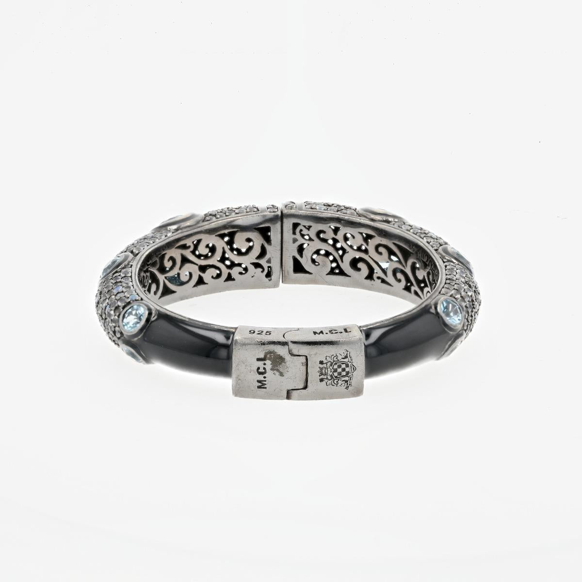 Matthew Campbell Laurenza Sterling Silver Topaz & Sapphire Bangle