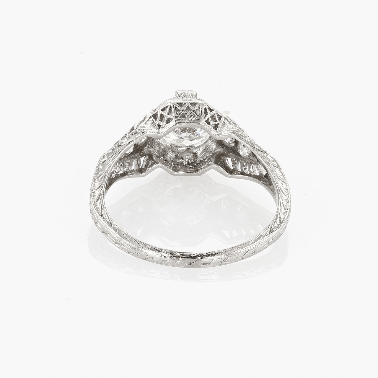 Platinum and Old European Cut Diamond .75 Total Weight Engagement Ring