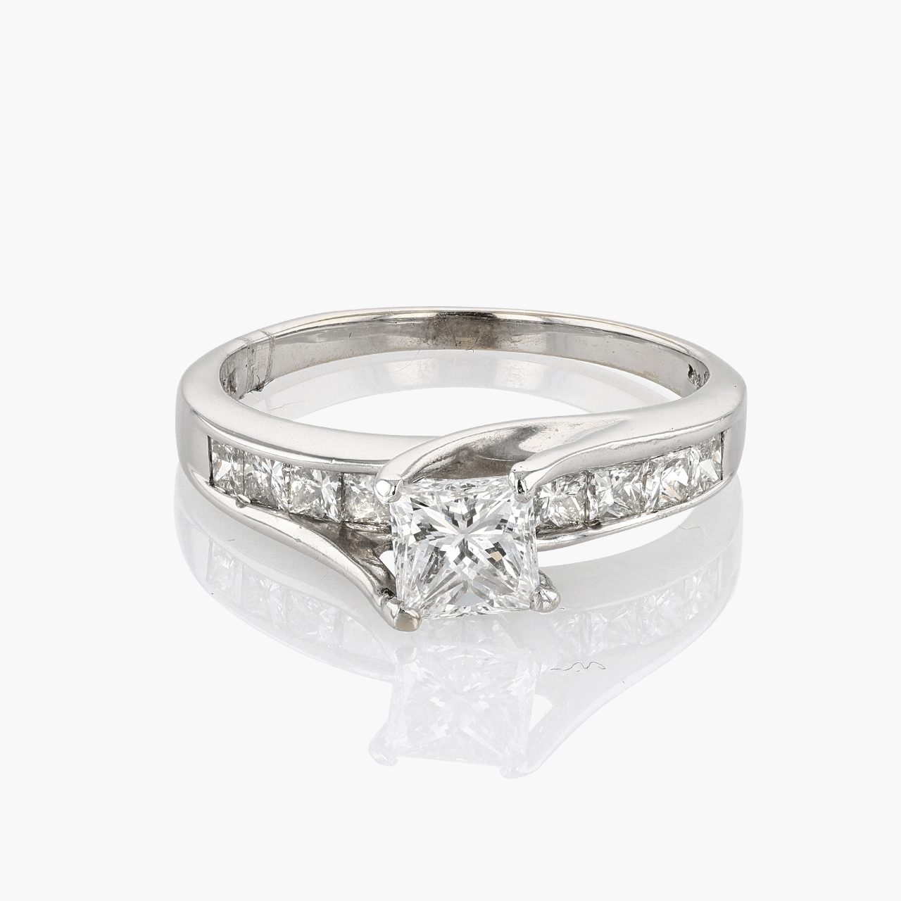 White Gold Princess Cut Diamond Engagement Ring