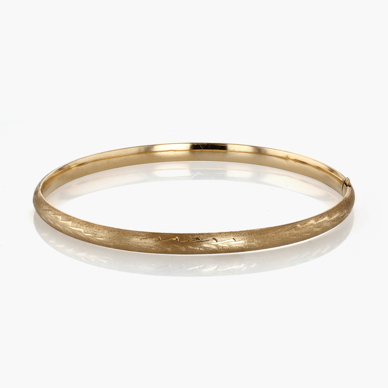 Gold Engraved Hinged Bangle