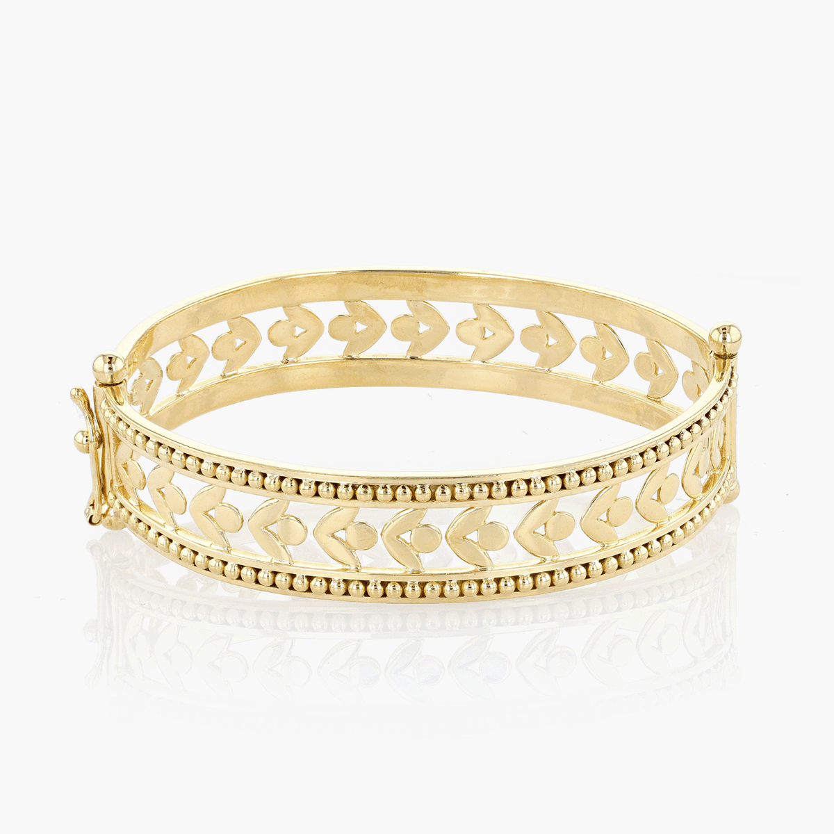 Vintage Temple St. Clair 18k Yellow Gold Open Flower Bangle