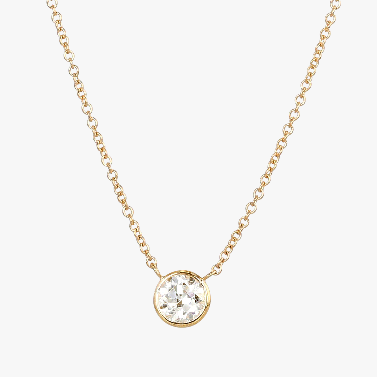 Gold and Diamond Bezel Pendant Necklace
