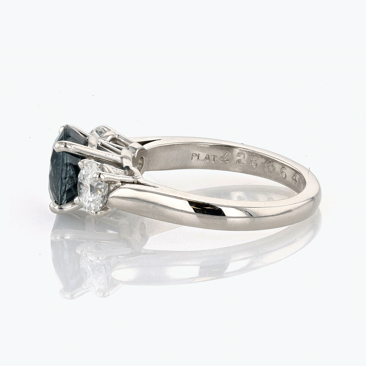 Platinum, Sapphire, and Diamond Three Stone Ring