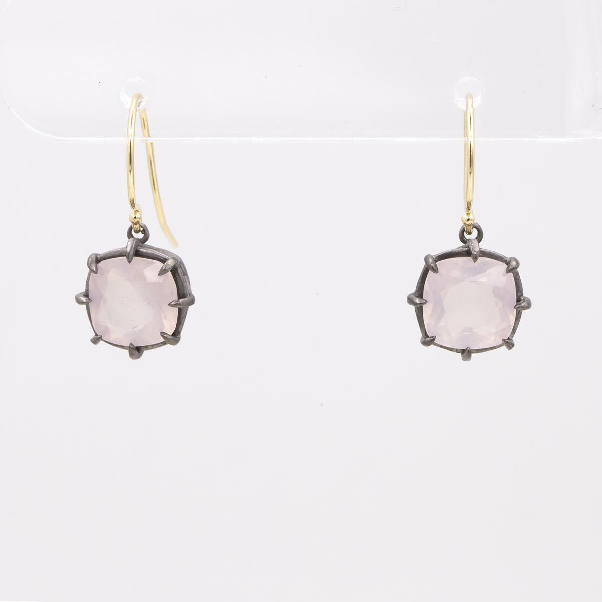 Gemma Collection 14KT Gold Rose Quartz Kidney Back Drop Earrings