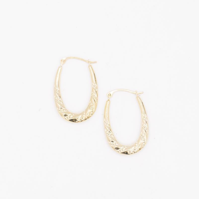 14k Yellow Gold Oval Hoops