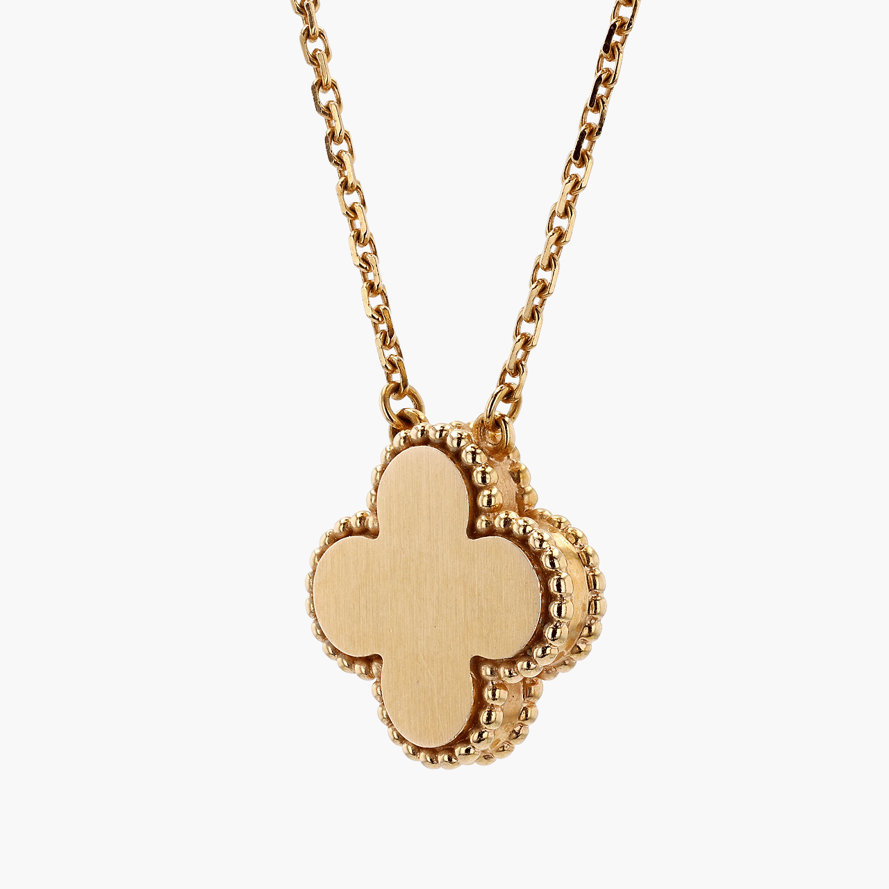 Vintage Van Cleef and Arpels 18k Rose Gold Alhambra Diamond Necklace