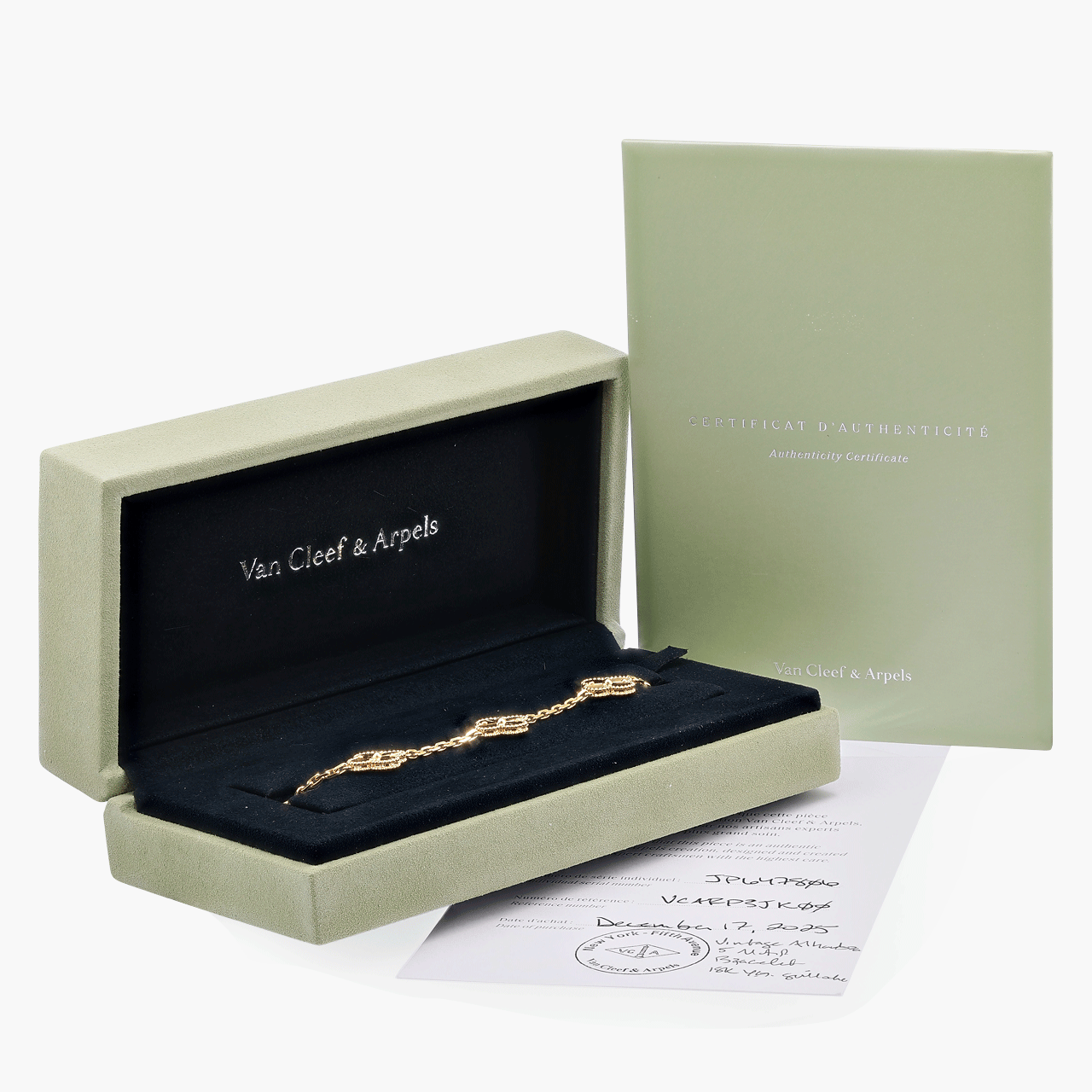Van Cleef & Arpels Guilloche Gold Five Motif Alhambra Bracelet