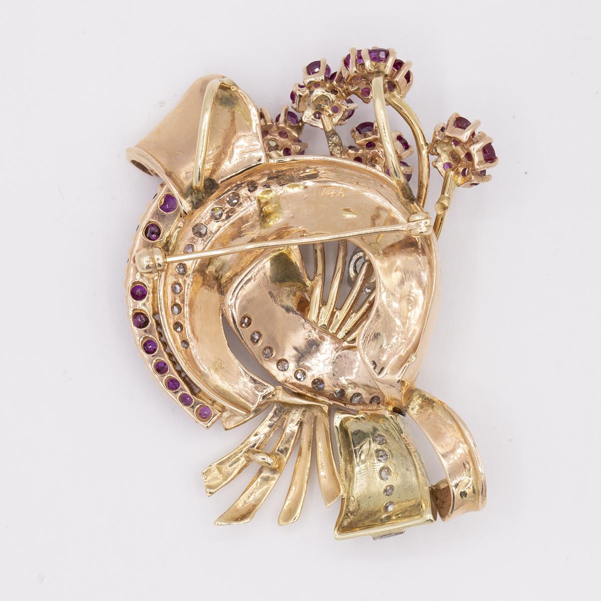 Retro Ruby & Diamond Brooch