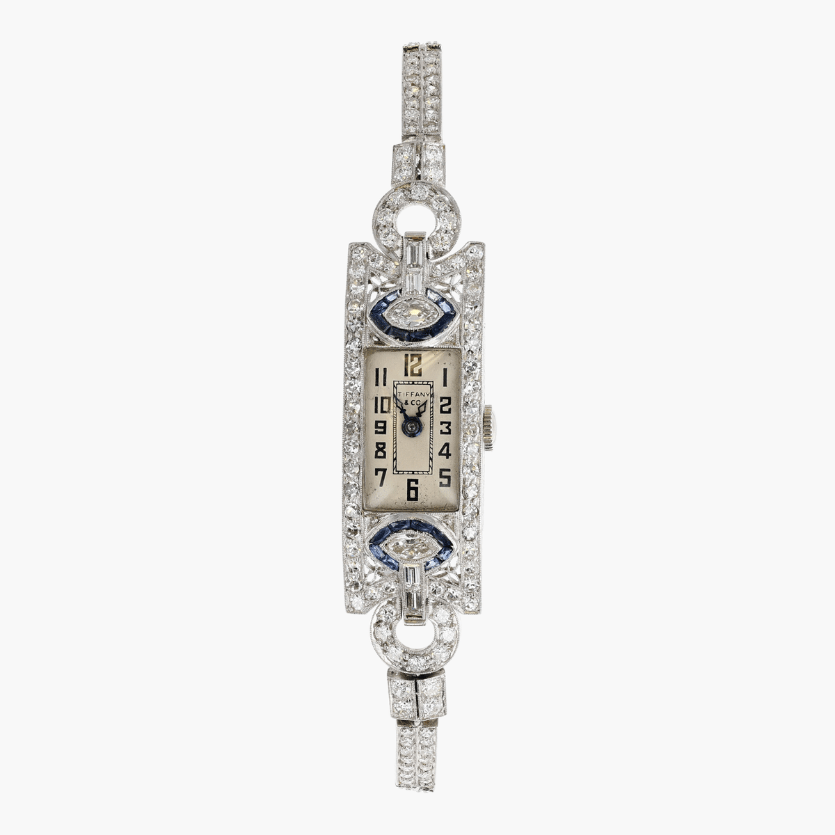 Antique Platinum, Diamond, and Sapphire Cocktail Watch