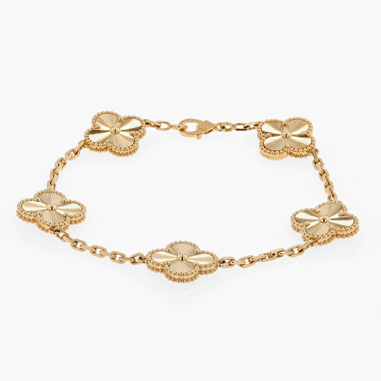 Van Cleef & Arpels Guilloche Gold Five Motif Alhambra Bracelet
