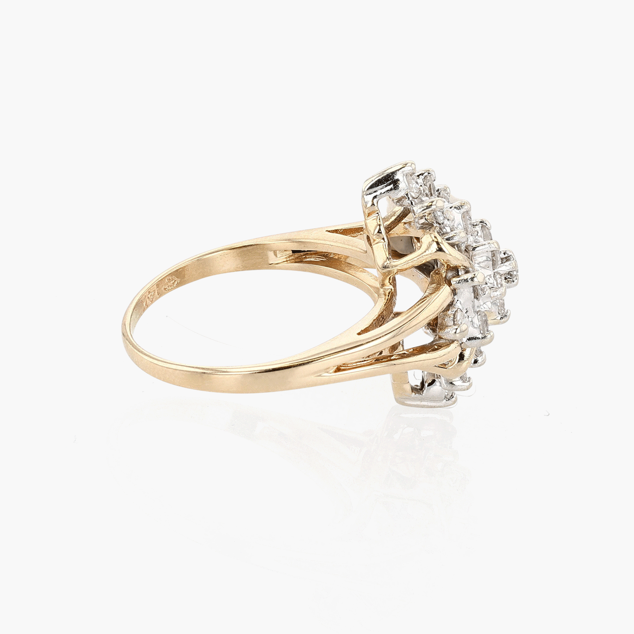 Gold, White Gold, and Diamond Cluster Ring
