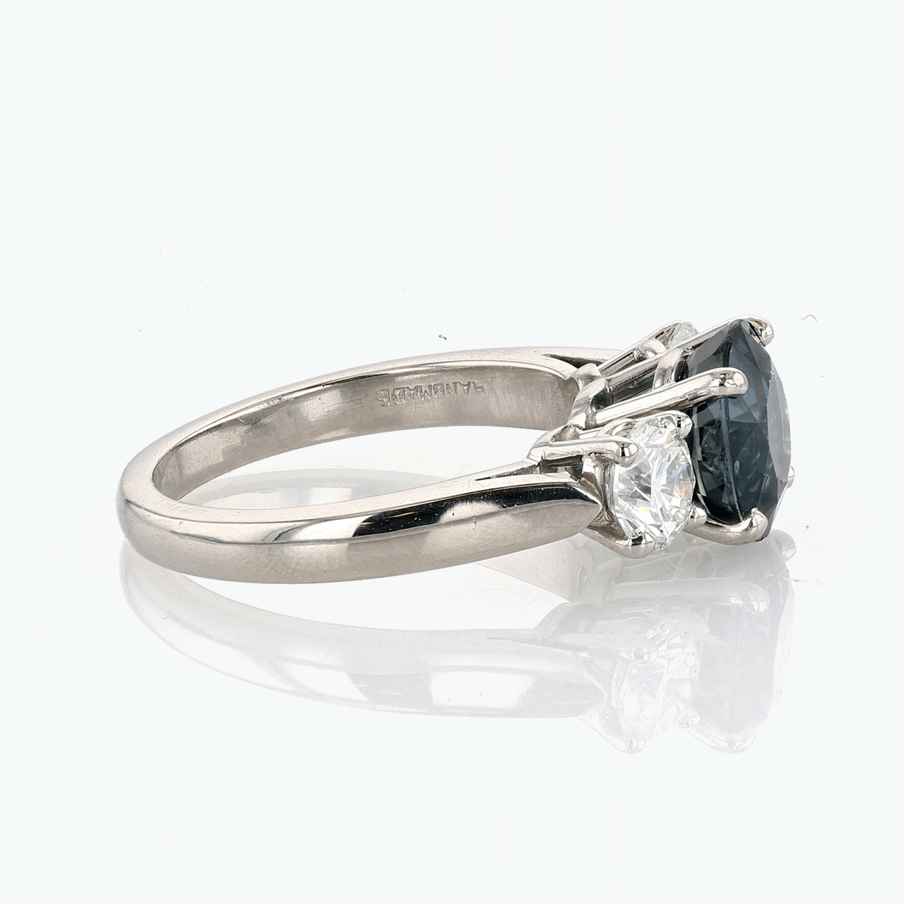 Platinum, Sapphire, and Diamond Three Stone Ring
