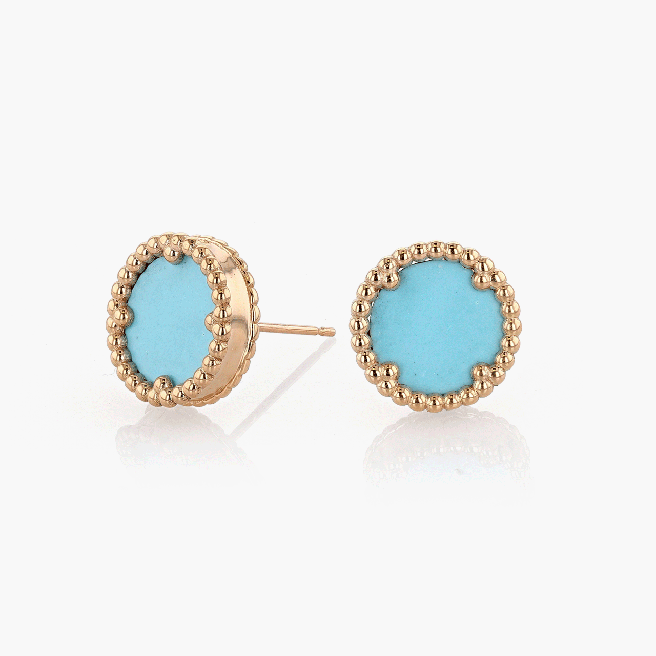 Rose Gold and Turquoise Vintage Inspired Button Earrings