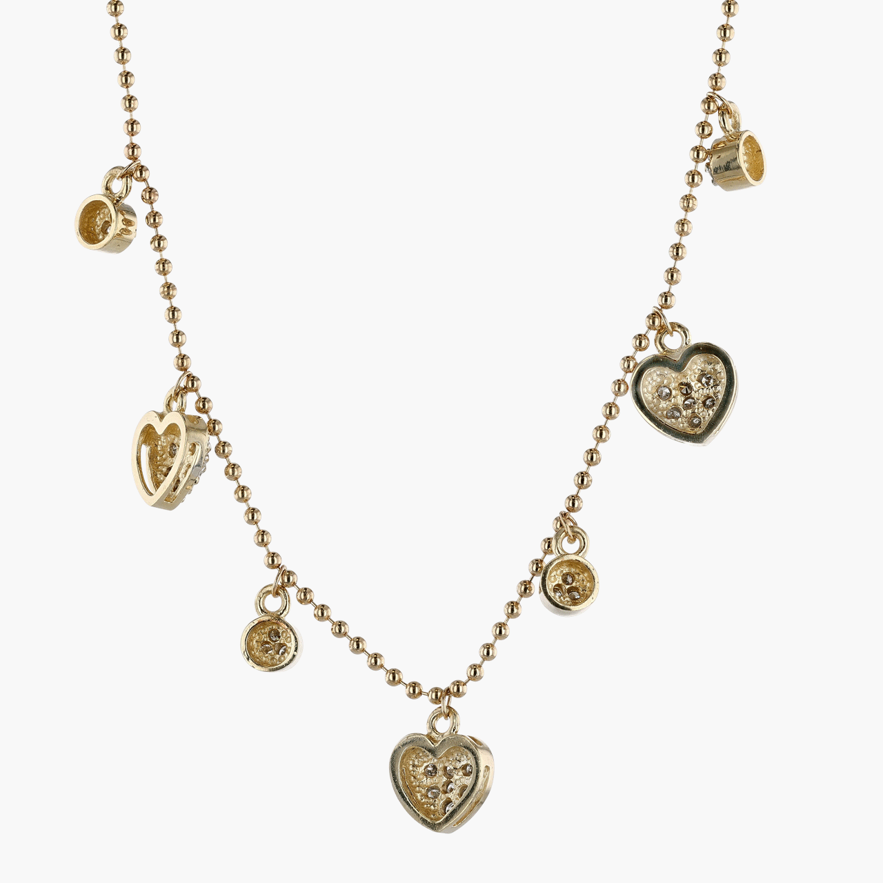 Gold and Diamond Beaded Chain Station Necklace