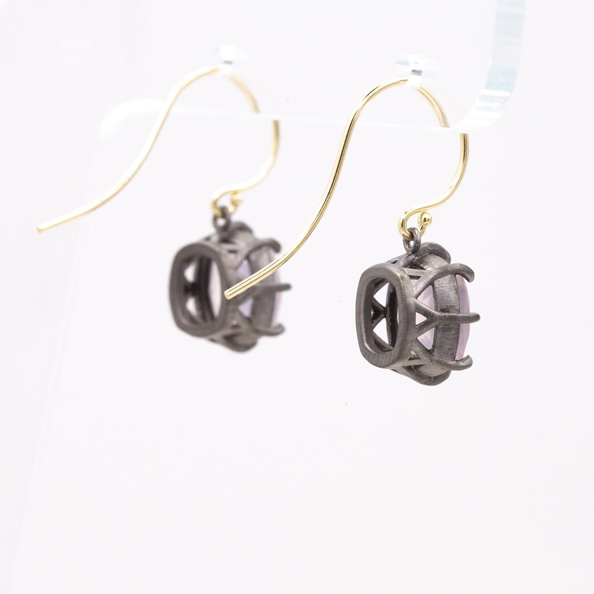 Gemma Collection 14KT Gold Rose Quartz Kidney Back Drop Earrings