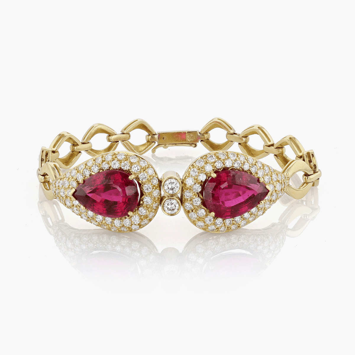 Gold, Diamond, and Rubellite Bracelet
