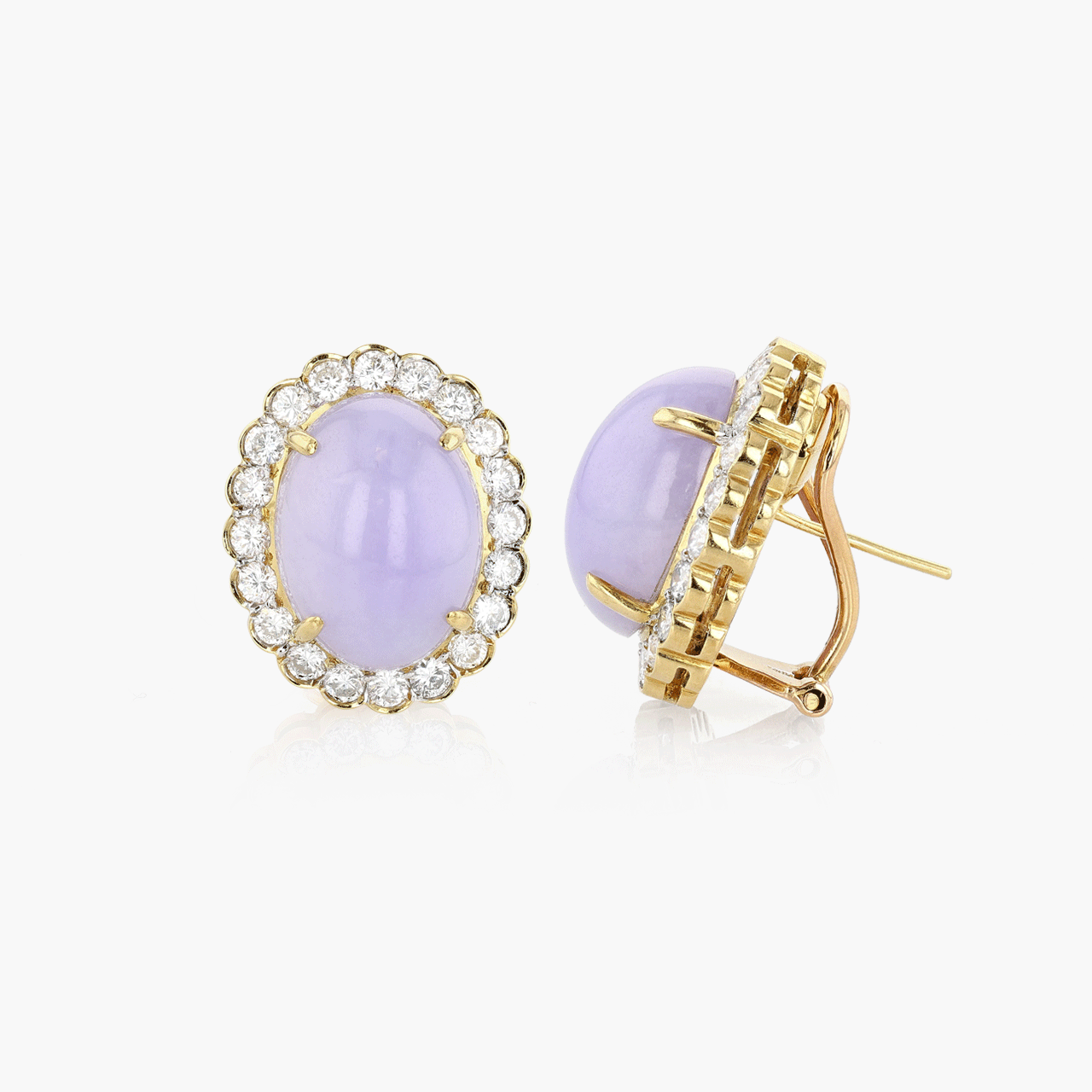 Gold, Diamond, and Lavender Jade Earrings