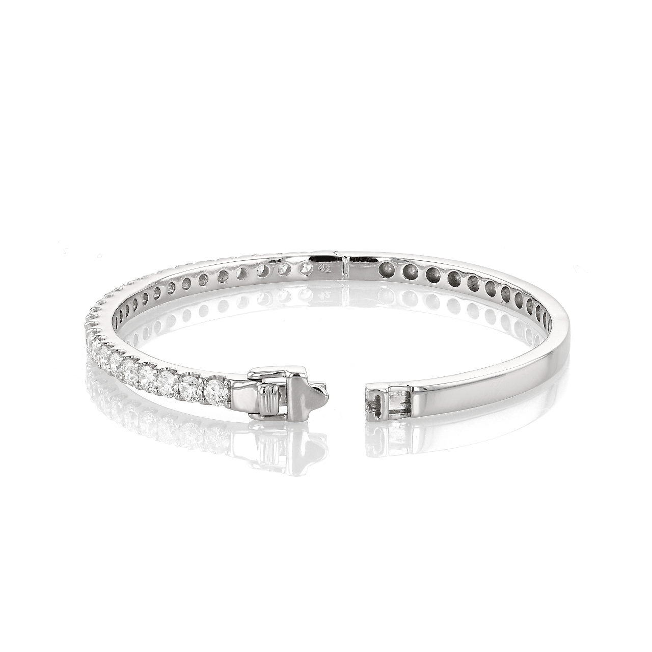 White Gold and Diamond Hinged Bangle