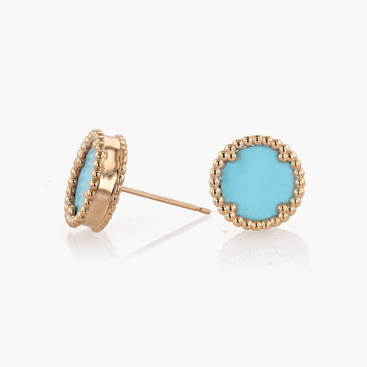 Rose Gold and Turquoise Vintage Inspired Button Earrings
