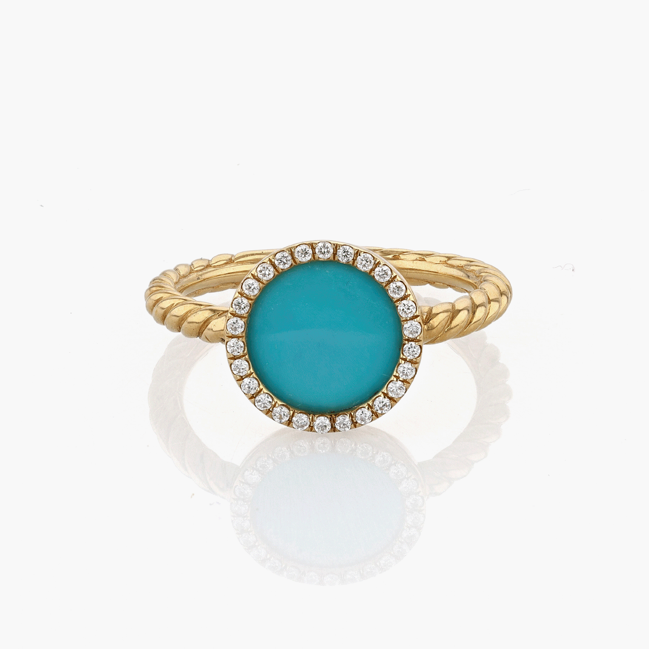 David Yurman Gold, Turquoise, and Diamond Elements Ring