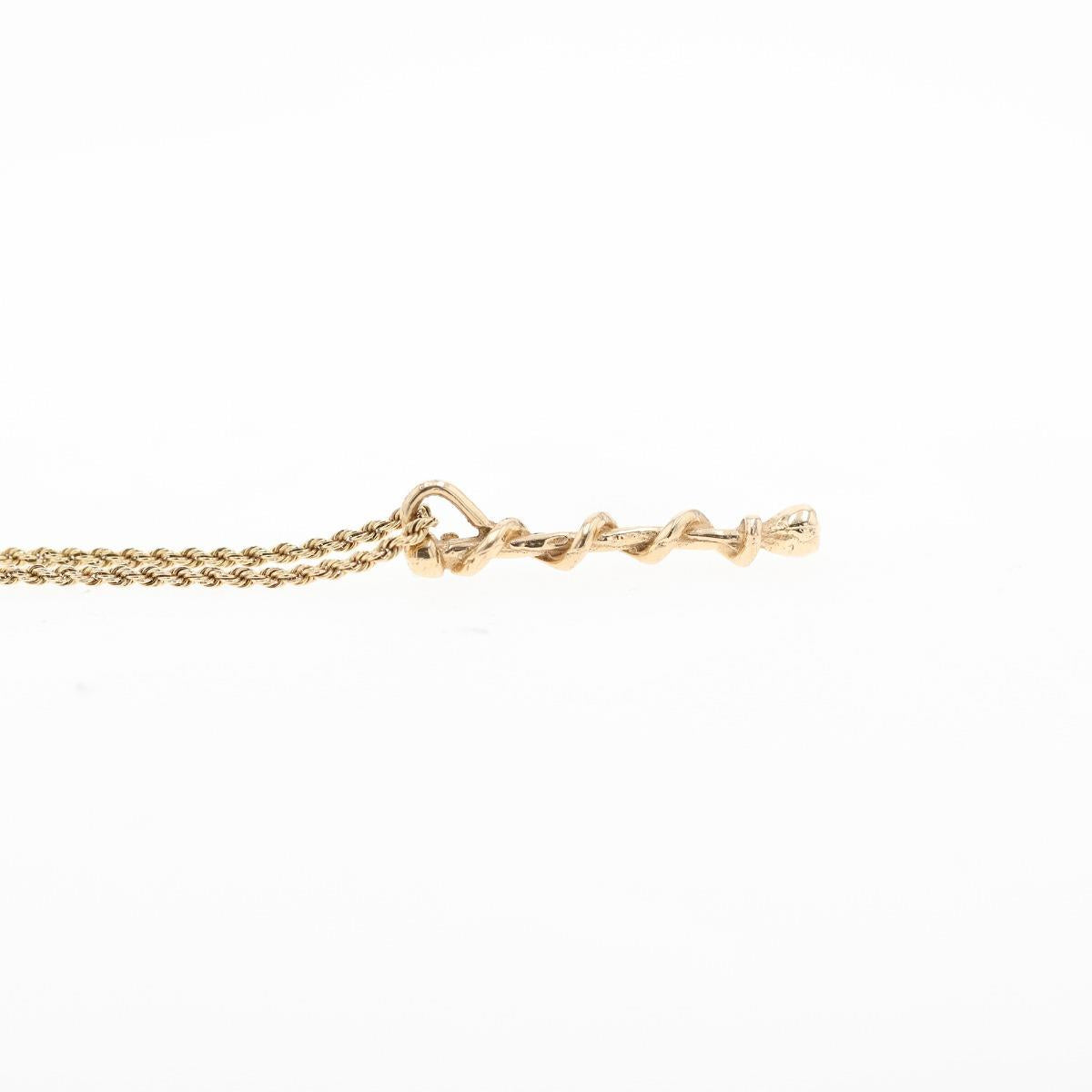 14KT Gold  Wrapped Stick Pendant with Chain