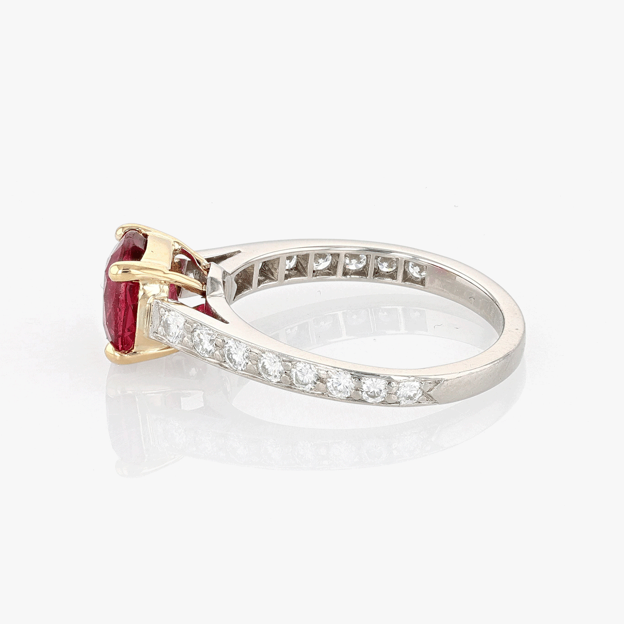 Platinum, Gold, Ruby, and Diamond Ring