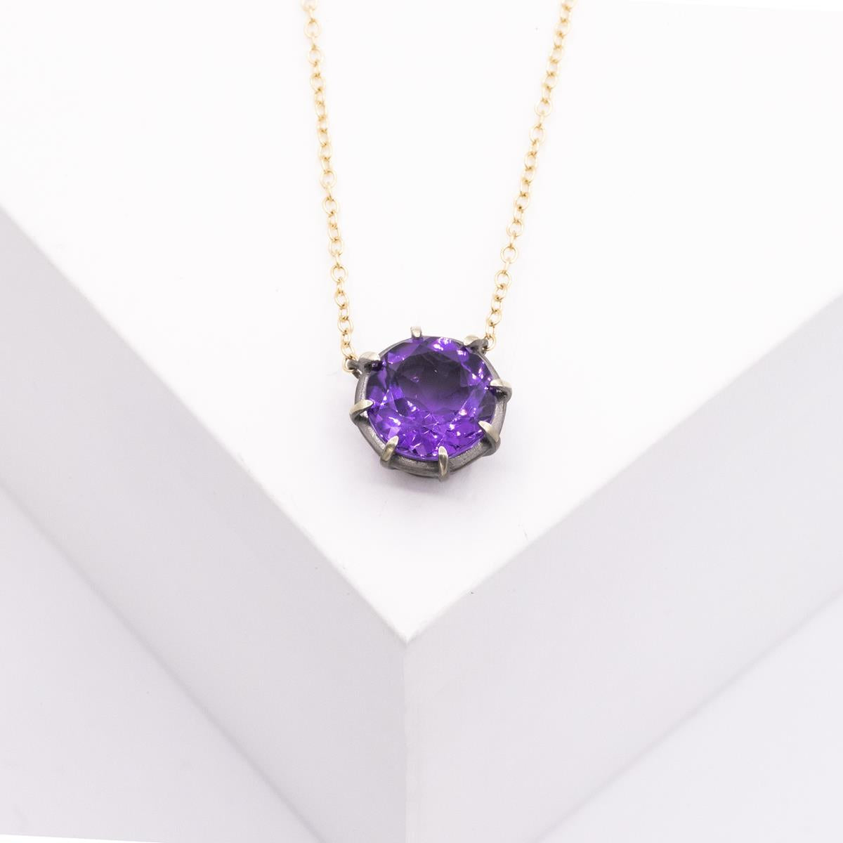Gemma Collection 14KT Gold Amethyst Pendant Necklace