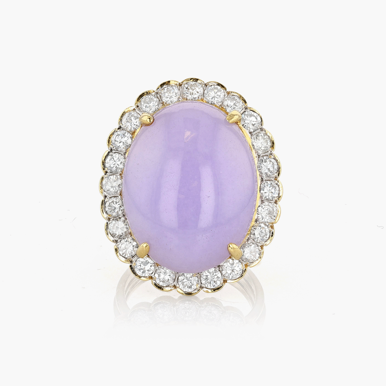 Gold, Diamond, and Lavender Jade Ring