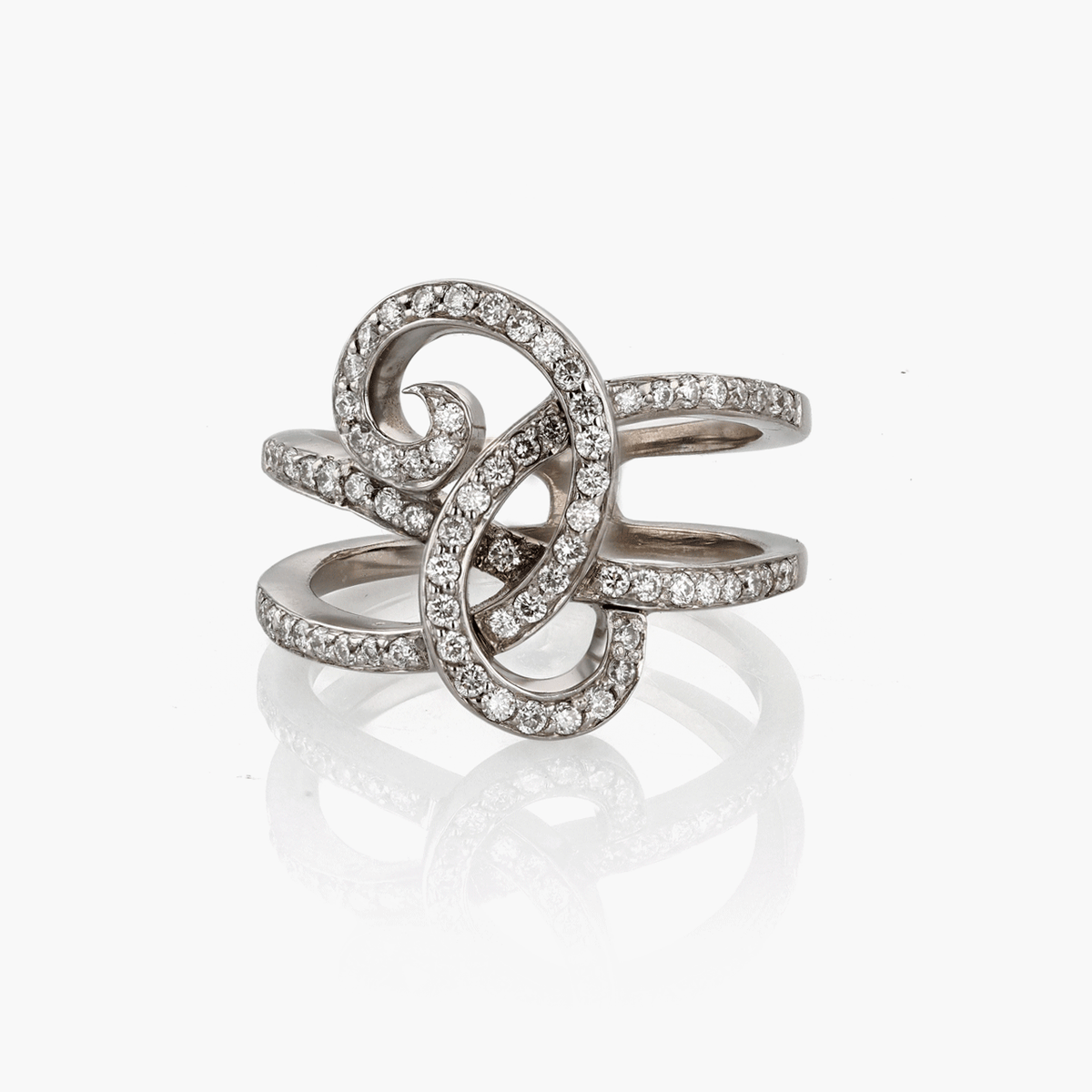 White Gold and Diamond Free Form Ring