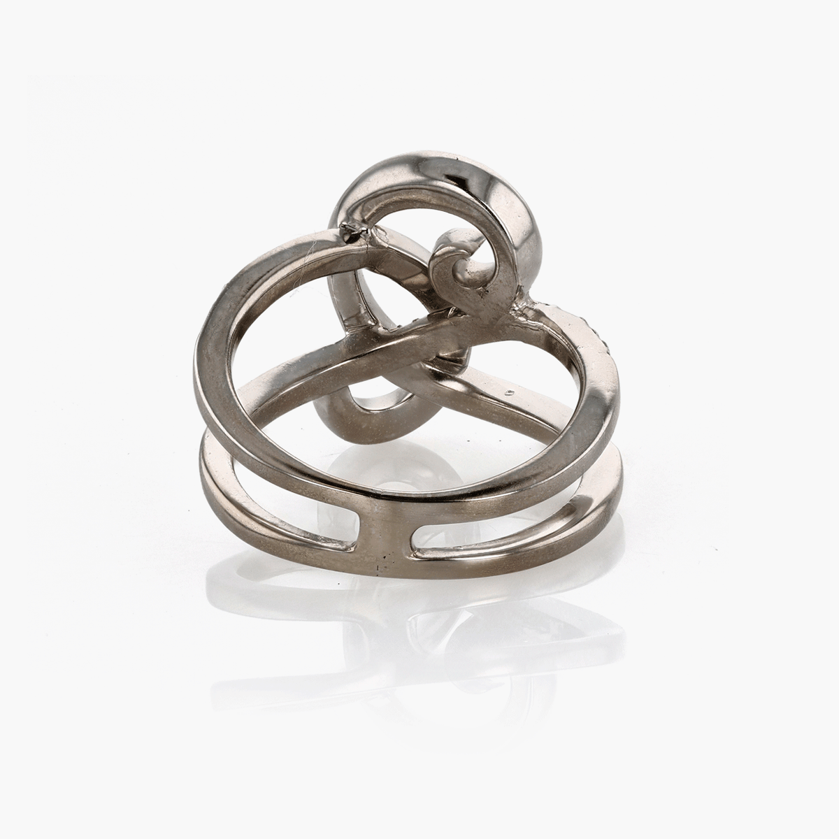 White Gold and Diamond Free Form Ring