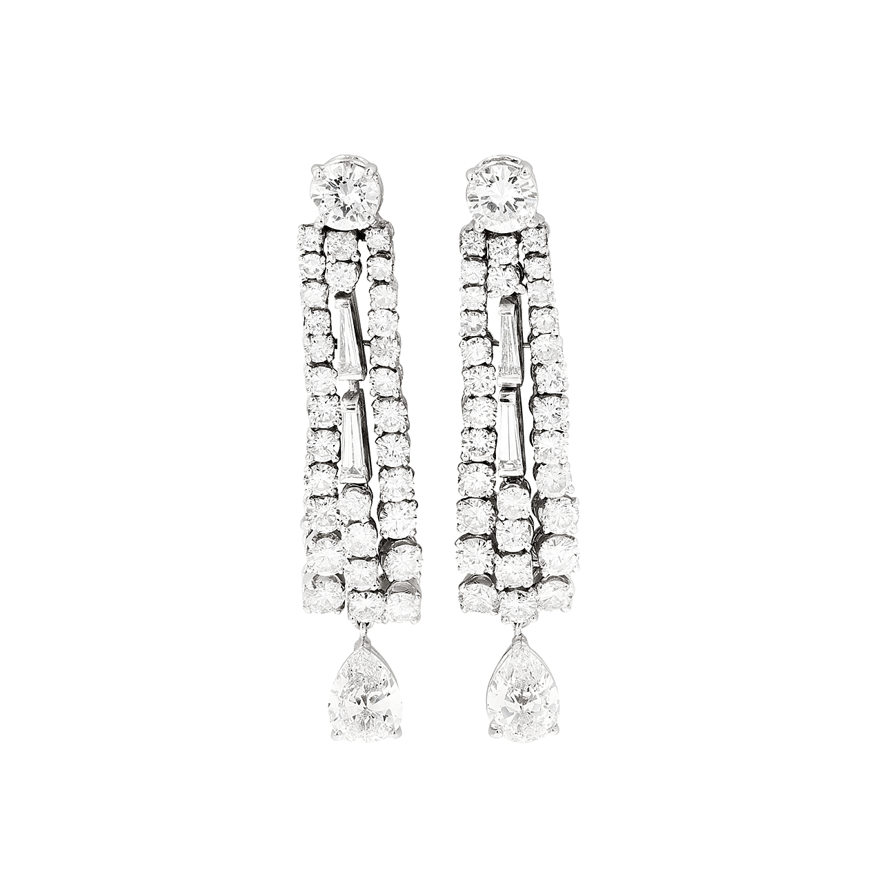 Platinum and Diamond Tassel Earrings