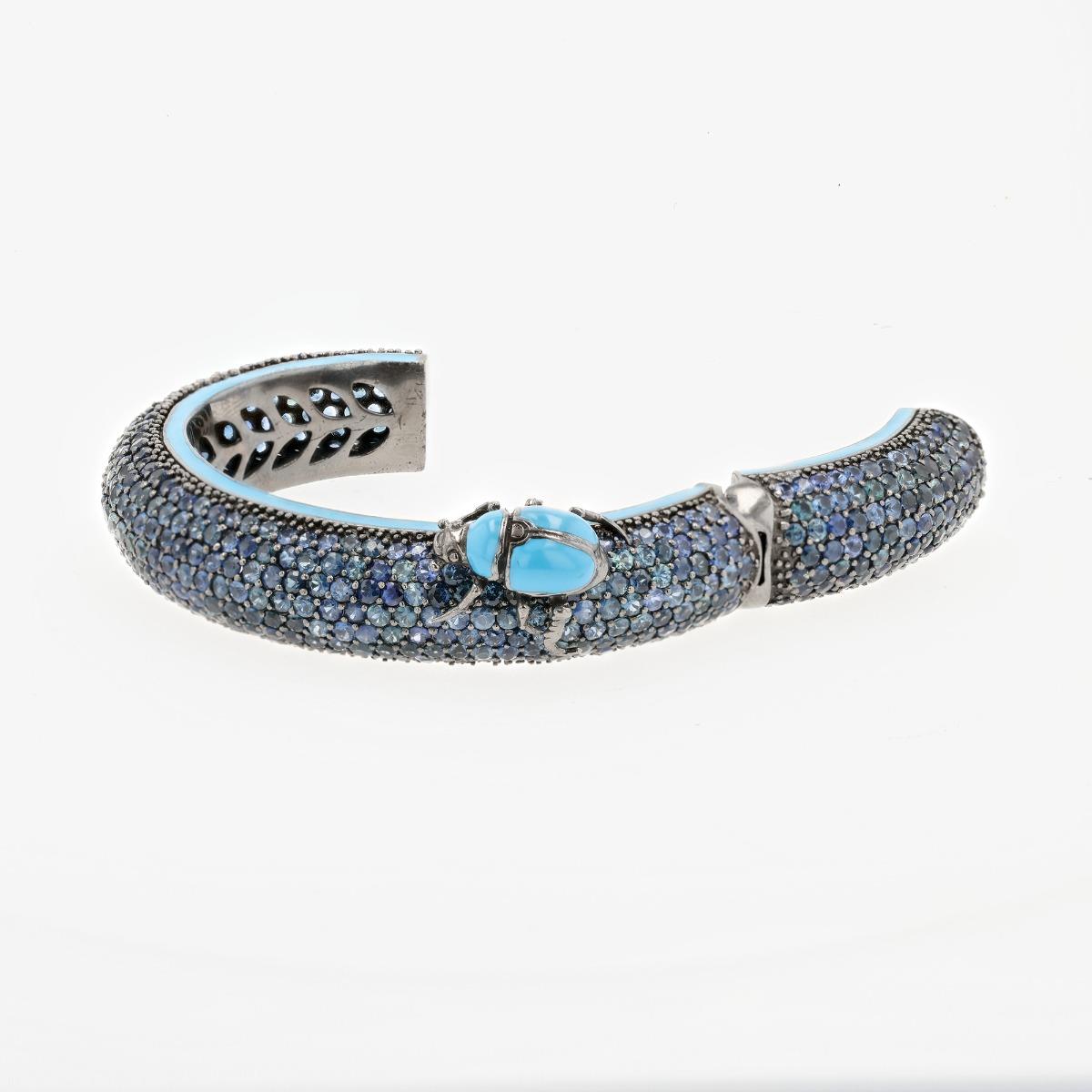 Matthew Campbell Laurenza Sterling Silver Beetle Sapphire Bangle