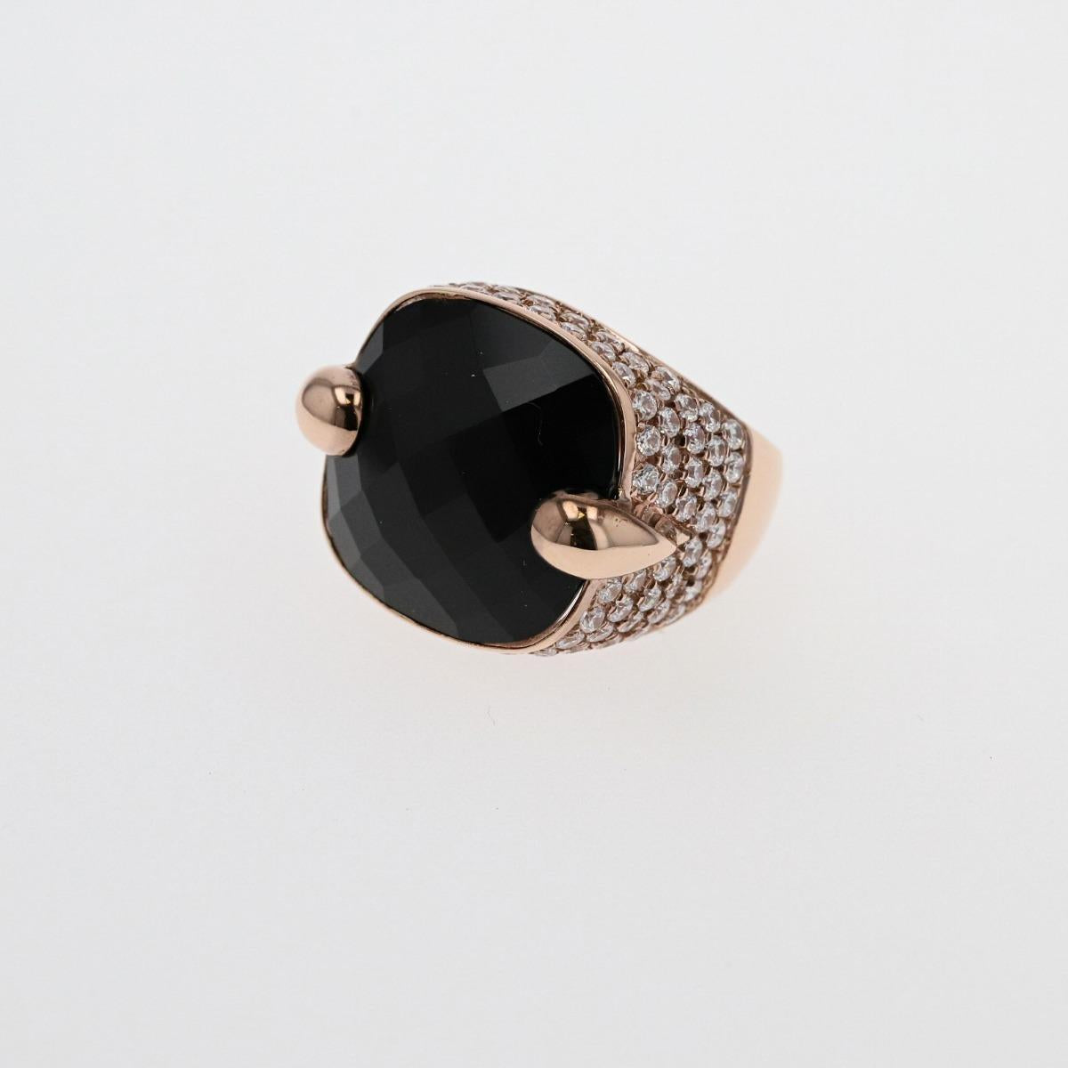 18KT Gold Black Onyx amd Diamond Ring